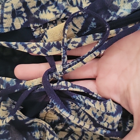 Jean Paul Gauntier Soleil Rare Tie Front Sunburst cardigan top blue tan XL - Picture 4 of 11